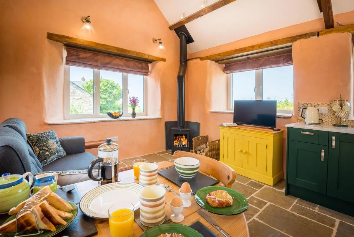 Image 6 of Polrunny Farm sea view Blueberry Cottage with log burner